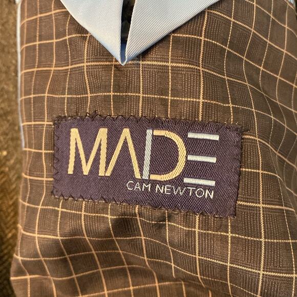Made by Cam Newton Charcoal Herringbone Sport Coat Size 44R - Picture 3 of 8